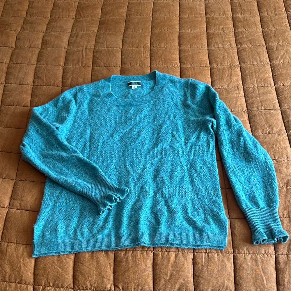 Aqua Cashmere Pointelle Sweater